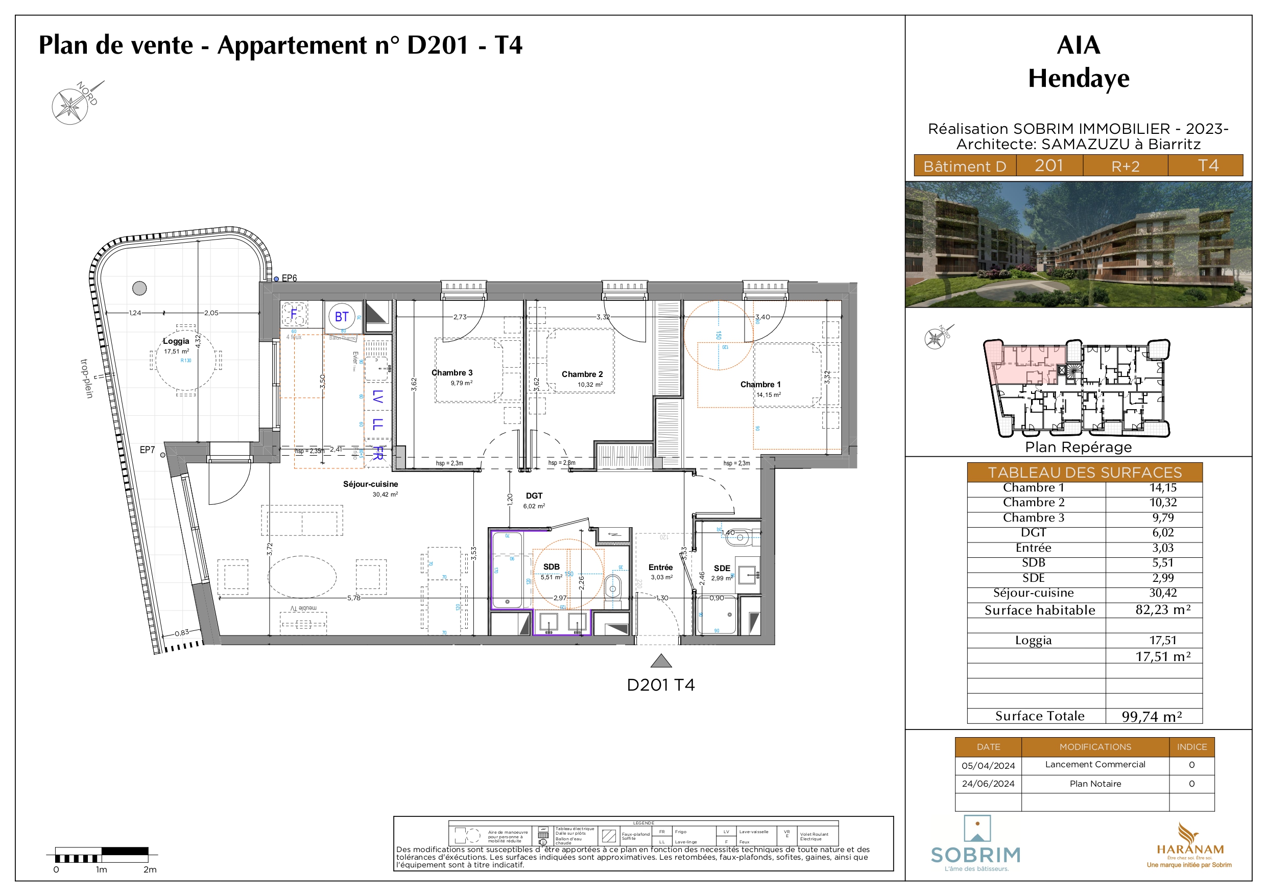 Piso obra nueva de 3 Habitaciones con Terraza y 2 plazas de aparcamiento asignadas en Hendaya (64), zona playa.